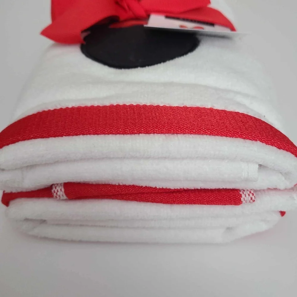 Disney Minnie Mouse hand towels pack of 2 white black red 100% cotton NWT